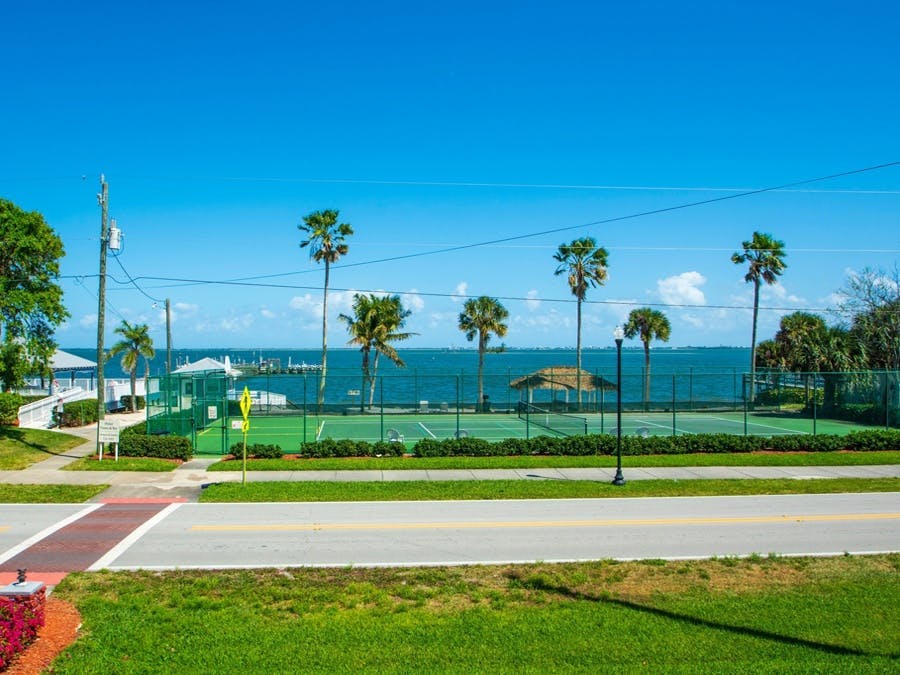 Tennis courts on the river